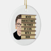 本を持つ女の子の力を決して過小評価しない セラミックオーナメント (右)