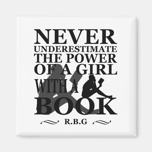 本を持つ女の子の力を決して過小評価しない マグネット (正面)