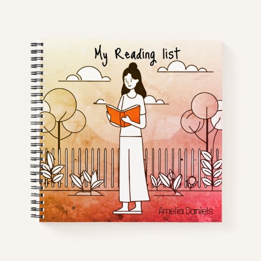 本を持つ女の子 – 読のリスト ノートブック (正面)