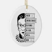 本を持つ少女の力を決して過小評価しない セラミックオーナメント (右)