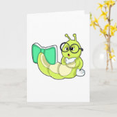 本を持つ幼虫 カード (黄色い花)