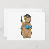 本を持つ教師としてのクマ ポストカード (正面/裏面)