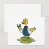 本を持つ教師としてのダック ポストカード (正面/裏面)