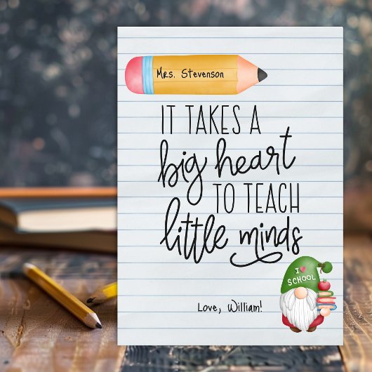 本を持つ教師感謝のノーム サンキューカード