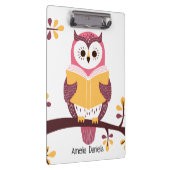 本を持つ賢いフクロウパーソナライズされた クリップボード (右)