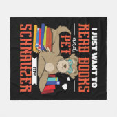 本を書いてシュナウザーを愛撫したい フリースブランケット (正面(横))