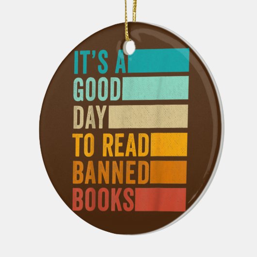 本を禁止するのは良読い日おもしろいだ セラミックオーナメント (左)