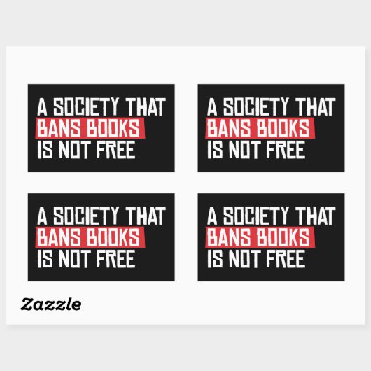 本を禁止する社会は自由ではない 長方形シール (シート)