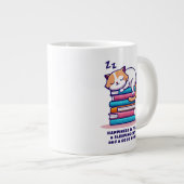 本を積み重ねた猫かわいい読み手パーソナライズされたお茶 ジャンボコーヒーマグカップ (正面右)