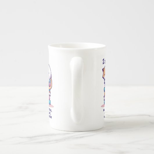 本を積み重ねた猫かわいい読み手パーソナライズされたお茶 ボーンチャイナマグカップ (裏面)