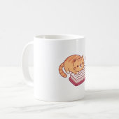 本を読むかわいいトラ猫 コーヒーマグカップ (正面左)