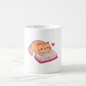 本を読むかわいいトラ猫 コーヒーマグカップ (中央)
