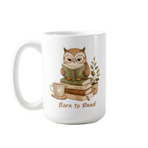 本を読むために生まれたかわいいフクロウのブックラバーデザインマグ