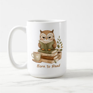 本を読むために生まれたかわいいフクロウのブックラバーデザインマグ コーヒーマグカップ