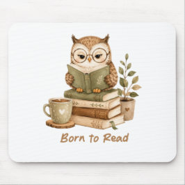 本を読むために生まれたかわいいフクロウの本好きマウスパッド マウスパッド