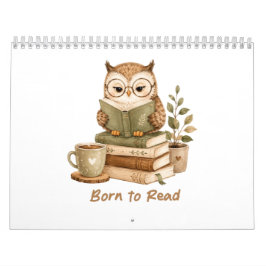 本を読むために生まれた かわいいフクロウの本好き カレンダー
