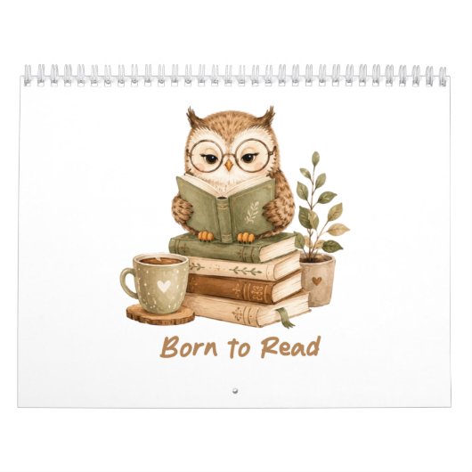 本を読むために生まれた かわいいフクロウの本好き カレンダー (カバー)