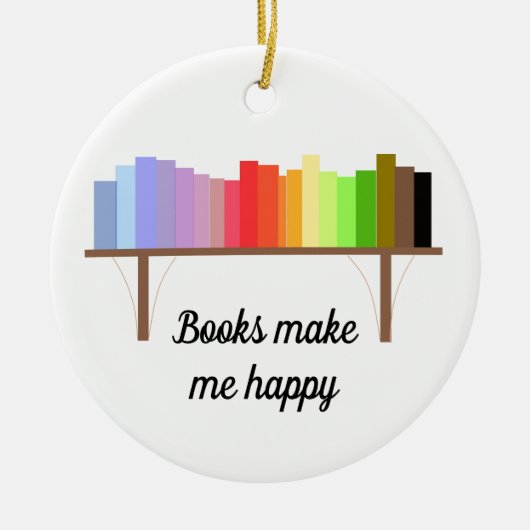 本を読むと嬉しい セラミックオーナメント (正面)