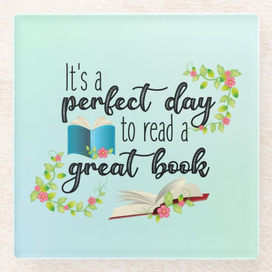 本を読むには完璧読な素晴らし日だ ガラスコースター (正面)