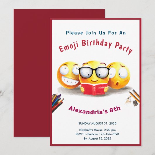 本を読むのが大好きな読者 招待状 (正面/裏面)