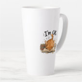 本を読むのが好きな猫の面白いデザイン コーヒー好きなグラフィック カフェラテマグ (右アングル)