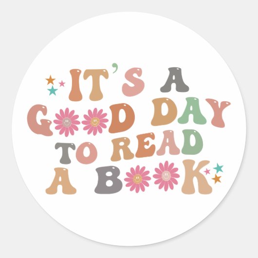 本を読むのは良い読日だ | Groovyレトロ ラウンドシール (正面)