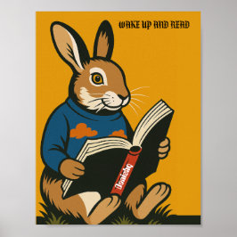本を読むウサギ - 起きて読もう! ポスター
