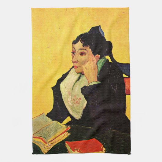本を読むジーヌ夫人（Vincent van Gogh） キッチンタオル (縦)