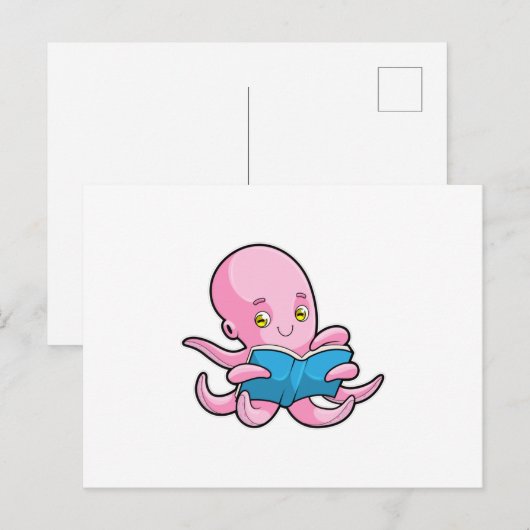 本を読むタコ ポストカード (正面/裏面)