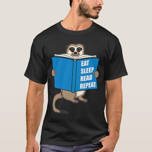 本を読むミーアキャット 読書の趣味 Tシャツ (正面)