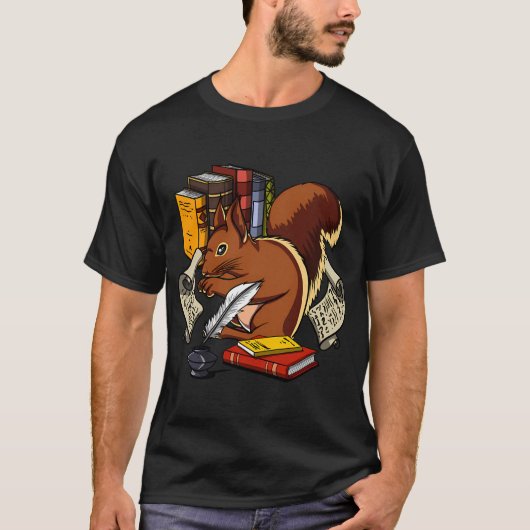 本を読むリス Tシャツ (正面)