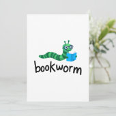 本を読む友達 可愛い本虫 本を持って 招待状 (スタンド正面)