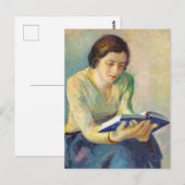 本を読む女性の絵 ポストカード (正面/裏面)