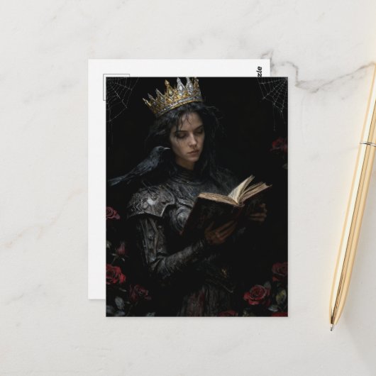 本を読む女王 ポストカード (正面/裏面インサイチュ)