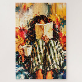 本を読む少女の温かな絵画アート ジグソーパズル