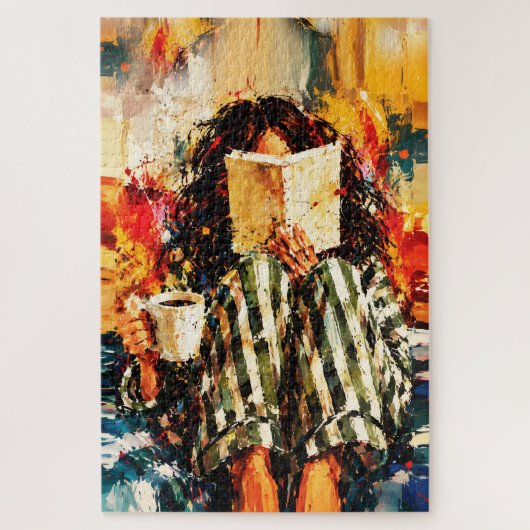 本を読む少女の温かな絵画アート ジグソーパズル (縦)