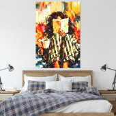 本を読む少女の温かみのある絵画アート キャンバスプリント (インサイチュ (寝室))