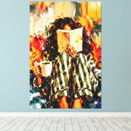 本を読む少女の温かみのある絵画アート キャンバスプリント