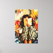 本を読む少女の温かみのある絵画アート キャンバスプリント (正面)