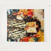 本を読む少女の温かみのある絵画アート タペストリー (正面(横))