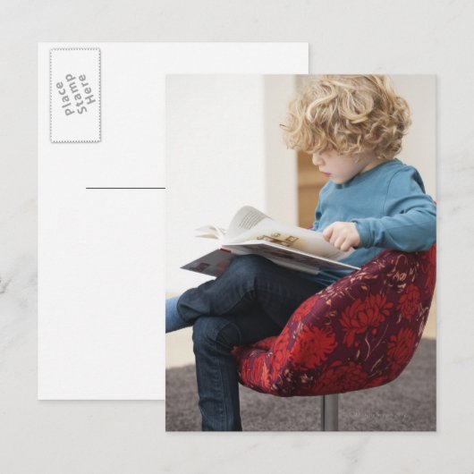 本を読む少年 ポストカード (正面/裏面)