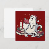 本を読む幽霊 クリスマスの先生 本好き シーズンカード (正面/裏面)