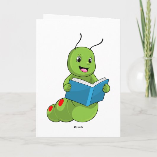本を読む毛虫 カード (裏面)