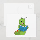 本を読む毛虫（リーディングにて） ポストカード (正面/裏面)