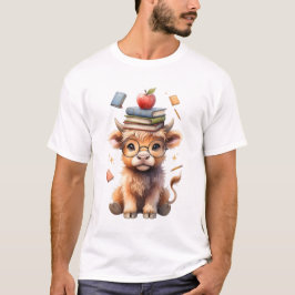 本を読む牛学者 Tシャツ