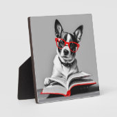本を読む犬 フォトプラーク (正面)