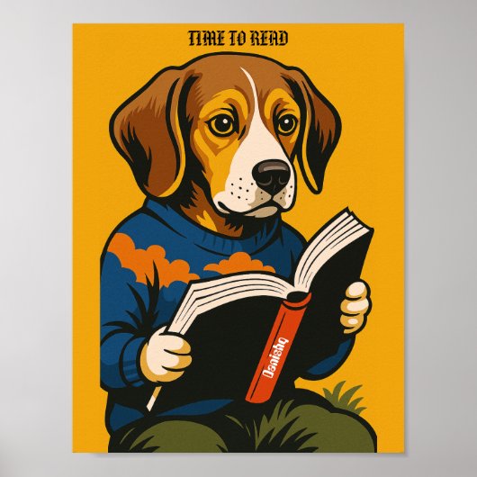 本を読む犬 — 読書の時間! ポスター (正面)
