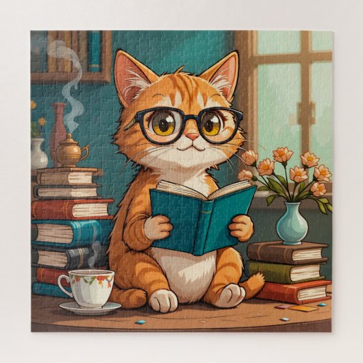 🐱 本を読む猫のジグソーパズル かわいいギフト ✨ ジグソーパズル (縦)