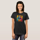 本を読む猫のデザイン Tシャツ (正面フル)