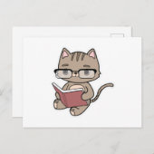 本を読む猫 ポストカード (正面/裏面)